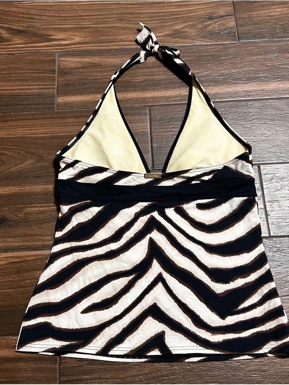 Michael Kors‎ Women’s Swim Tankini Top Only Halter Style Brown Zebra Print 12